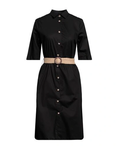 Diana Gallesi Woman Midi Dress Black Size 4 Cotton, Elastane