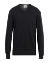 Vneck Man Sweater Midnight Blue Size 46 Cotton In Blue