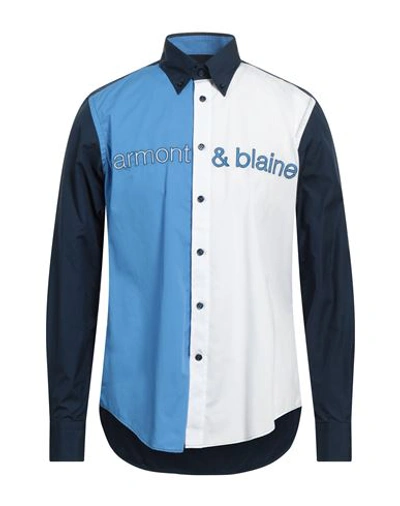 Harmont & Blaine Man Shirt Azure Size 3xl Cotton In Blue