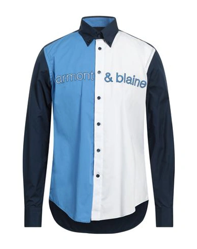 Harmont & Blaine Man Shirt Azure Size Xl Cotton In Blue