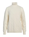 Heritage Man Turtleneck Ivory Size 44 Virgin Wool, Cashmere In White