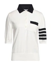 THOM BROWNE THOM BROWNE WOMAN SWEATER WHITE SIZE 4 COTTON
