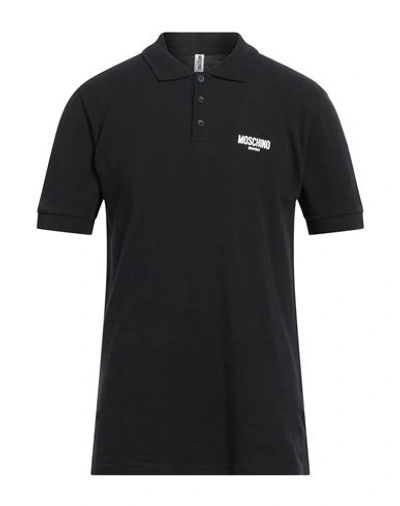 Moschino Man Polo Shirt Black Size L Cotton, Elastane