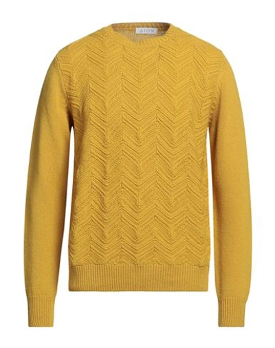 Aion Man Sweater Mustard Size 40 Virgin Wool In Yellow
