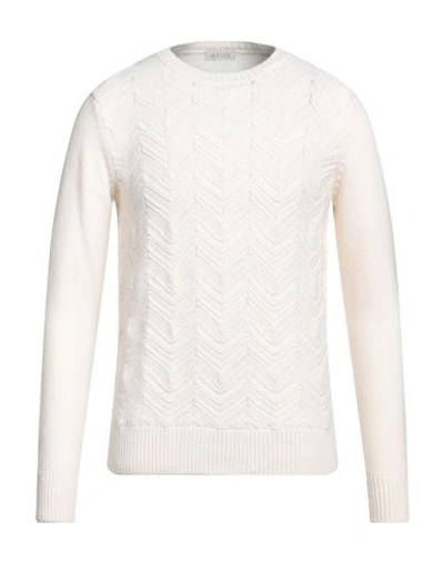 Aion Man Sweater Ivory Size 44 Virgin Wool In White