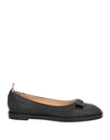 THOM BROWNE THOM BROWNE WOMAN BALLET FLATS BLACK SIZE 6 SOFT LEATHER