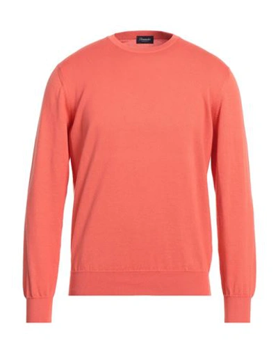 Drumohr Man Sweater Salmon Pink Size 44 Cotton