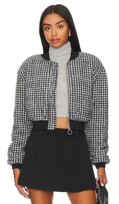 Lovers & Friends Sabrina Bomber Jacket In Black White Check