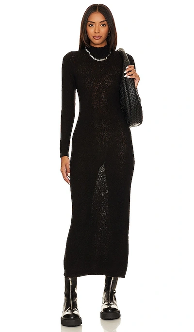 Lna Tye Semi Sheer Jumper Dress In Black