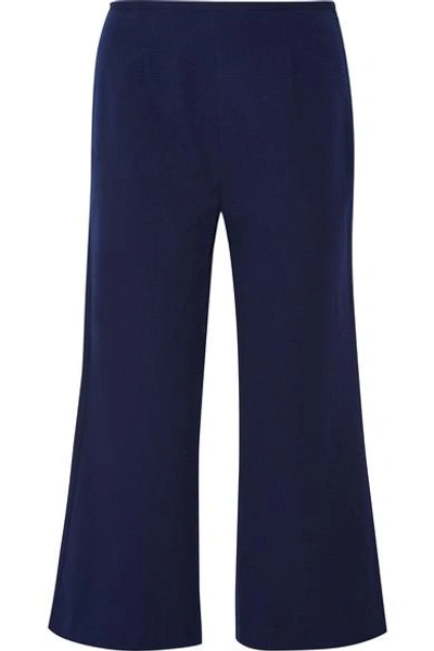 Solid & Striped + Staud The Ipanema Cotton-seersucker Wide-leg Trousers In Navy