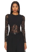 Fleur Du Mal Boned Bodysuit In Black