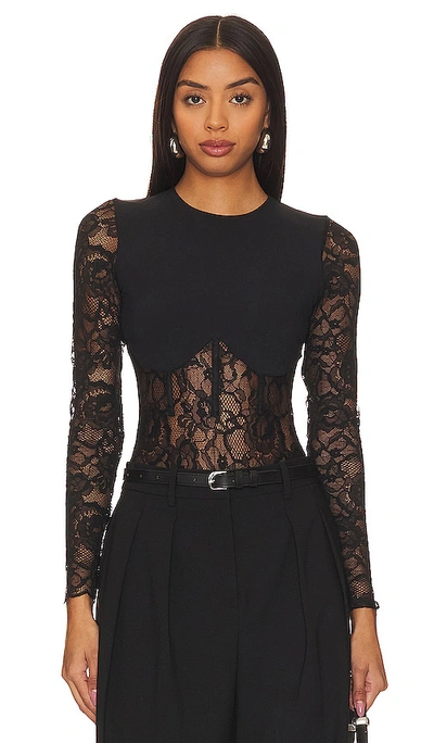 Fleur Du Mal Boned Bodysuit In Black