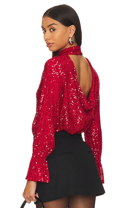 1.state Sequin Drape Back Top In Red