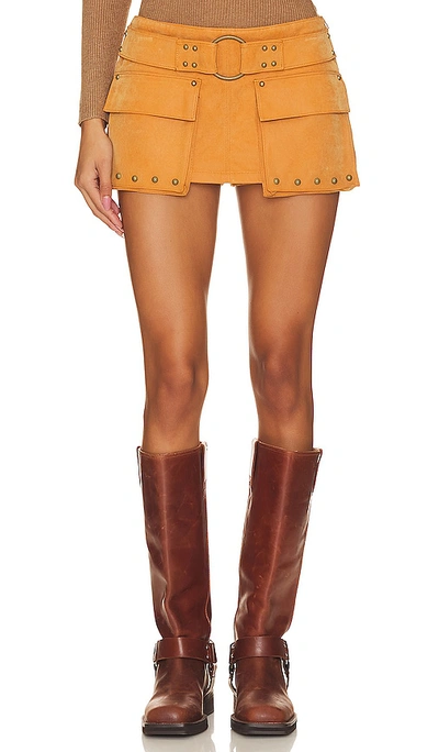 Free People X Revolve Suede Micro Mini Skort In Tan