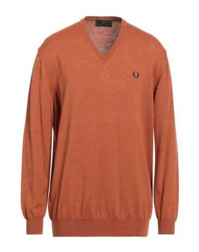 Fred Perry Man Sweater Orange Size Xxl Wool
