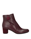 PAS DE ROUGE PAS DE ROUGE WOMAN ANKLE BOOTS DEEP PURPLE SIZE 8 CALFSKIN