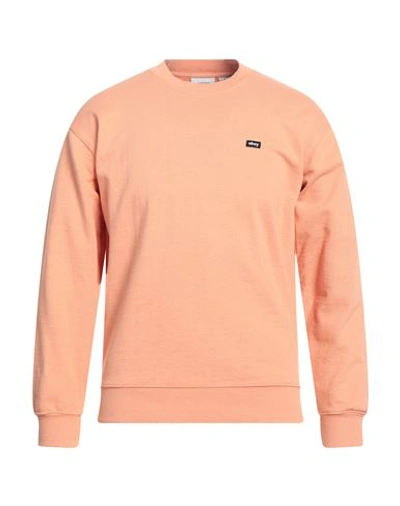 Obey Man Sweatshirt Apricot Size Xs Recycled Cotton, Recycled Polyester In Orange