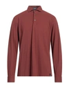 Drumohr Man Polo Shirt Brown Size Xxl Cotton