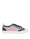 THOM BROWNE THOM BROWNE WOMAN SNEAKERS NAVY BLUE SIZE 8 SOFT LEATHER, TEXTILE FIBERS