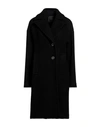Pinko Woman Coat Black Size 4 Virgin Wool, Polyamide In Black