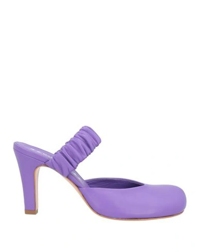 Marc Ellis Woman Mules & Clogs Purple Size 7 Soft Leather