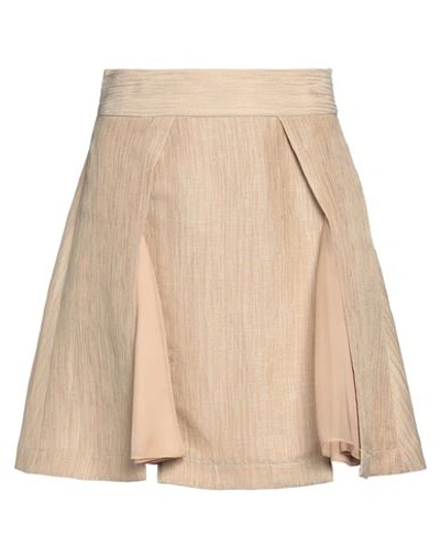 Emporio Armani Woman Mini Skirt Sand Size 4 Linen, Tussah Silk In Beige