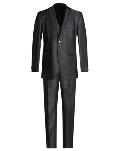 Lubiam Man Suit Black Size 40 Acetate, Virgin Wool