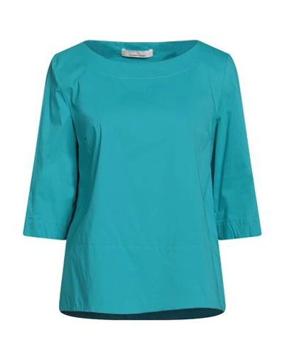 Liviana Conti Woman Top Turquoise Size 6 Cotton, Polyamide, Elastane In Blue