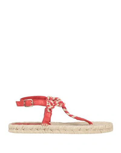 Fabi Woman Espadrilles Red Size 7 Soft Leather, Textile Fibers In Red