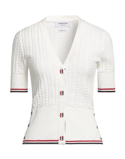 Thom Browne Woman Cardigan White Size 0 Cotton In White