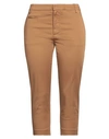 Dondup Woman Cropped Pants Rust Size 12 Linen, Lyocell, Elastane In Red