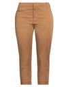 Dondup Woman Pants Camel Size 8 Cotton, Elastane In Beige