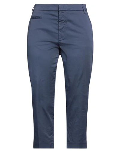 Dondup Woman Pants Navy Size 12 Cotton, Elastane In Navy Blue