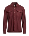Eleventy Man Shirt Burgundy Size M Wool, Polyester In Red