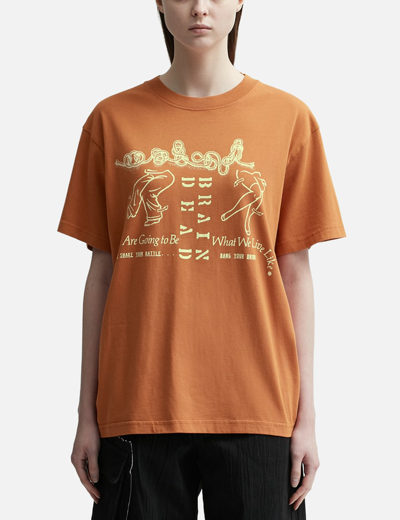 Brain Dead Life Beyond T-shirt In Orange