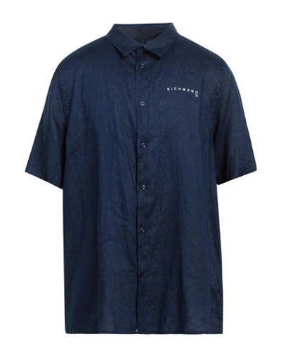 Richmond X Man Shirt Blue Size 44 Linen