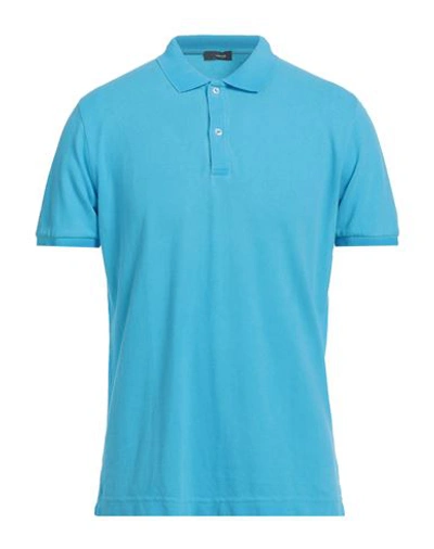 Rossopuro Man Polo Shirt Turquoise Size 5 Cotton In Blue