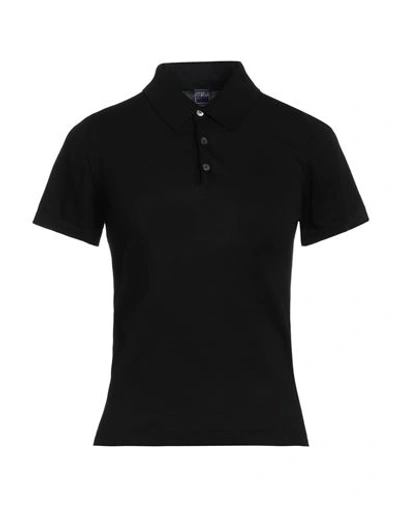 Fedeli Woman Polo Shirt Black Size 8 Cotton
