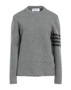 THOM BROWNE THOM BROWNE WOMAN SWEATER GREY SIZE 10 LAMBSWOOL, CASHMERE