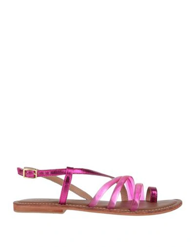 Cb Fusion Woman Thong Sandal Fuchsia Size 6 Soft Leather, Rubber In Pink