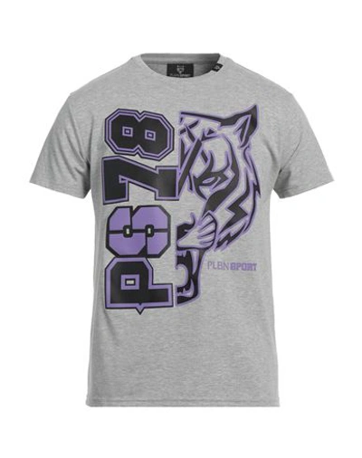 Plein Sport Man T-shirt Light Grey Size S Cotton, Elastane