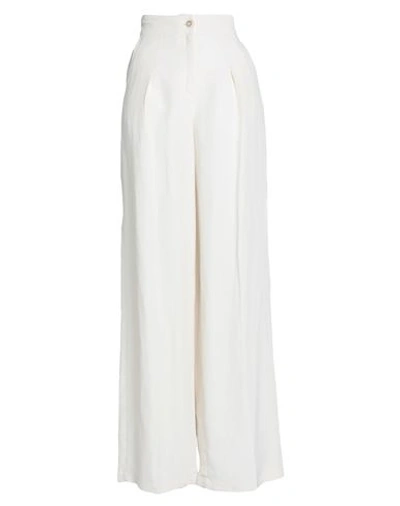 Pinko Woman Pants Ivory Size 4 Viscose, Linen In White