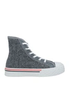 THOM BROWNE THOM BROWNE WOMAN SNEAKERS GREY SIZE 8 TEXTILE FIBERS, SOFT LEATHER
