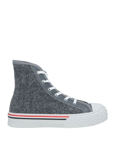 Thom Browne Woman Sneakers Grey Size 8 Textile Fibers, Soft Leather