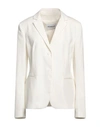 Dondup Woman Blazer Off White Size 10 Cotton, Lyocell, Elastane