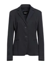 Dondup Woman Blazer Navy Size 10 Cotton, Lyocell, Elastane In Navy Blue
