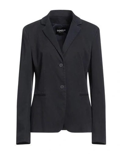 Dondup Woman Blazer Navy Size 10 Cotton, Lyocell, Elastane In Navy Blue
