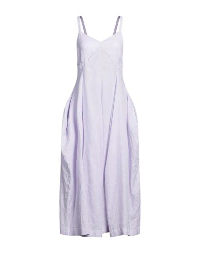 Erika Cavallini Woman Long Dress Lilac Size 12 Linen In Purple