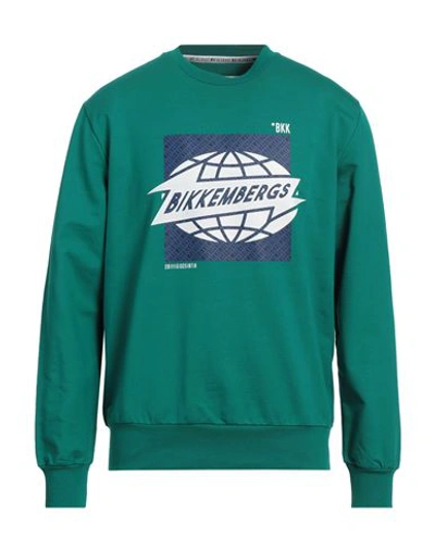 Bikkembergs Man Sweatshirt Emerald Green Size M Cotton, Elastane In Green