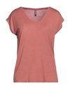 Pieces Woman T-shirt Pastel Pink Size S Viscose, Metallic Fiber, Elastane